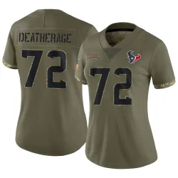 Houston Texans Women's Limited Olive 2022 Salute To Service Jersey (72 Dylan Deatherage)