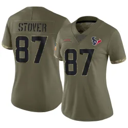 Houston Texans Women's Limited Olive 2022 Salute To Service Jersey (87 Cade Stover)