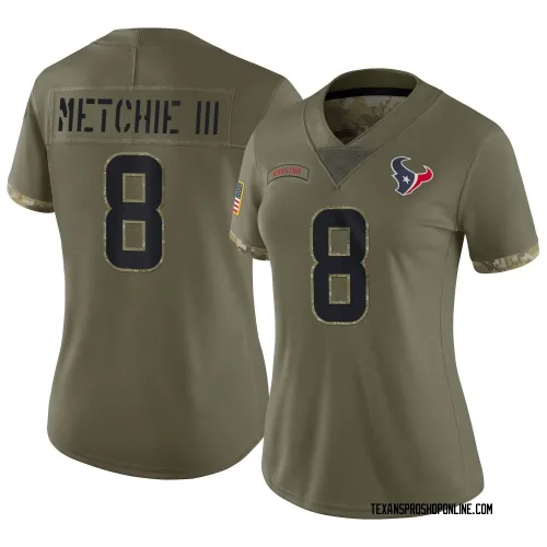 Houston Texans Women's Limited Olive 2022 Salute To Service Jersey (8 John Metchie III)