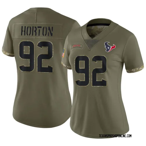 Houston Texans Women's Limited Olive 2022 Salute To Service Jersey (92 Dylan Horton)