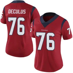 Houston Texans Women's Limited Red Alternate Vapor Untouchable Jersey (76 Austin Deculus)
