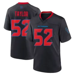 Houston Texans Youth Game Navy 2nd Alternate Jersey (52 Darrell Taylor)