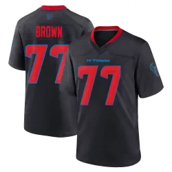 Houston Texans Youth Game Navy 2nd Alternate Jersey (77 Trent Brown)