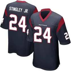 Houston Texans Youth Game Navy Blue Team Color Jersey (24 Derek Stingley Jr.)