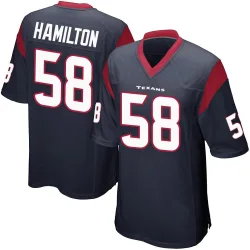 Houston Texans Youth Game Navy Blue Team Color Jersey (58 Kyonte Hamilton)