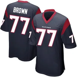 Houston Texans Youth Game Navy Blue Team Color Jersey (77 Trent Brown)