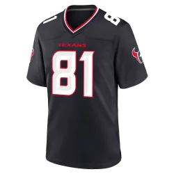 Houston Texans Youth Game Navy Team Jersey (81 Jayden Higgins)