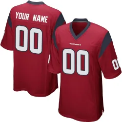 Houston Texans Youth Game Red Alternate Jersey (00 Custom)