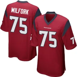 Houston Texans Youth Game Red Alternate Jersey (75 Vince Wilfork)