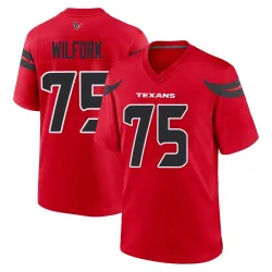 Houston Texans Youth Game Red Alternate Jersey (75 Vince Wilfork)