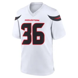 Houston Texans Youth Game White Jersey (36 Alijah Huzzie)