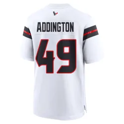 Houston Texans Youth Game White Jersey (49 Tucker Addington)
