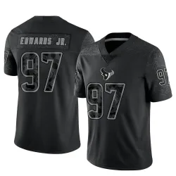 Houston Texans Youth Limited Black Reflective Jersey (97 Mario Edwards Jr.)