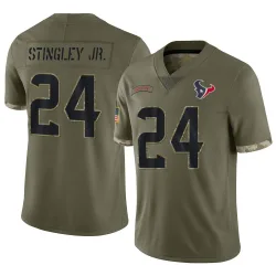Houston Texans Youth Limited Olive 2022 Salute To Service Jersey (24 Derek Stingley Jr.)