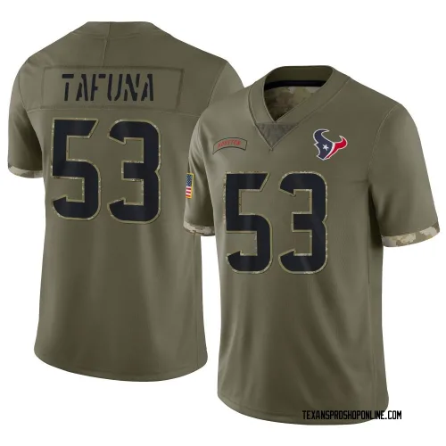 Houston Texans Youth Limited Olive 2022 Salute To Service Jersey (53 Junior Tafuna)