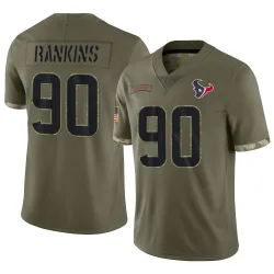 Houston Texans Youth Limited Olive 2022 Salute To Service Jersey (90 Sheldon Rankins)
